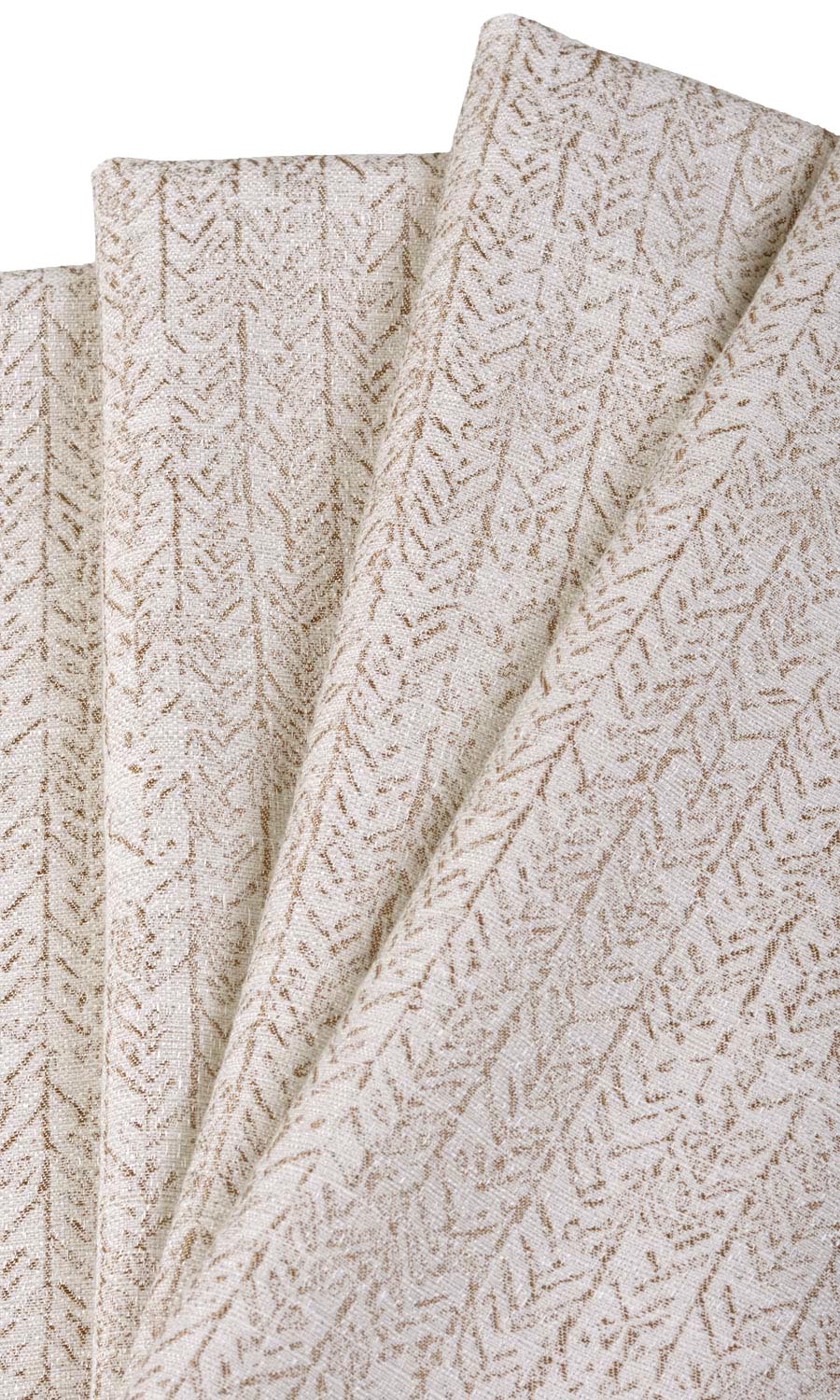 Herringbone Poly-Cotton Window Blinds (Off White/ Brown) Extra Long Short Wide