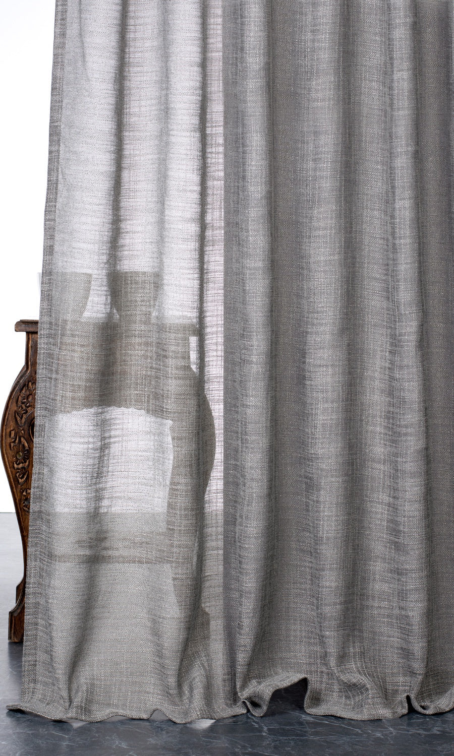Textured Sheer Window Curtains (Stone Gray)