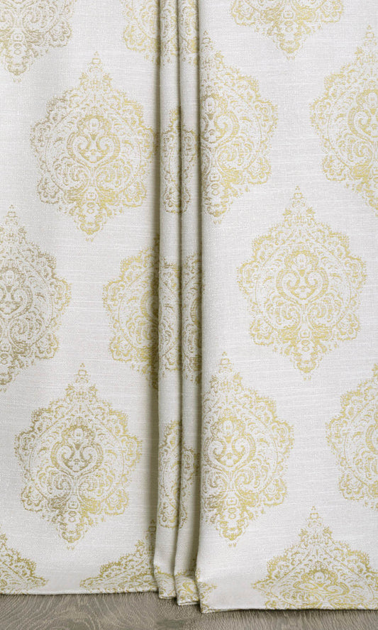Patterned Curtain Panels (Off White/ Green)