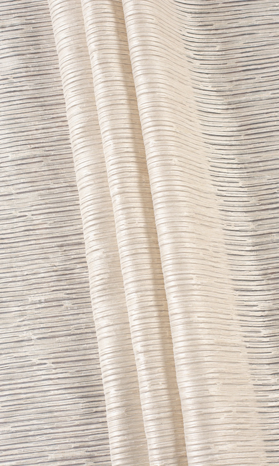 Striped Sheer Pinch Pleat, Rod Pocket, Eyelet Curtains (Pale Beige/ Ivory)