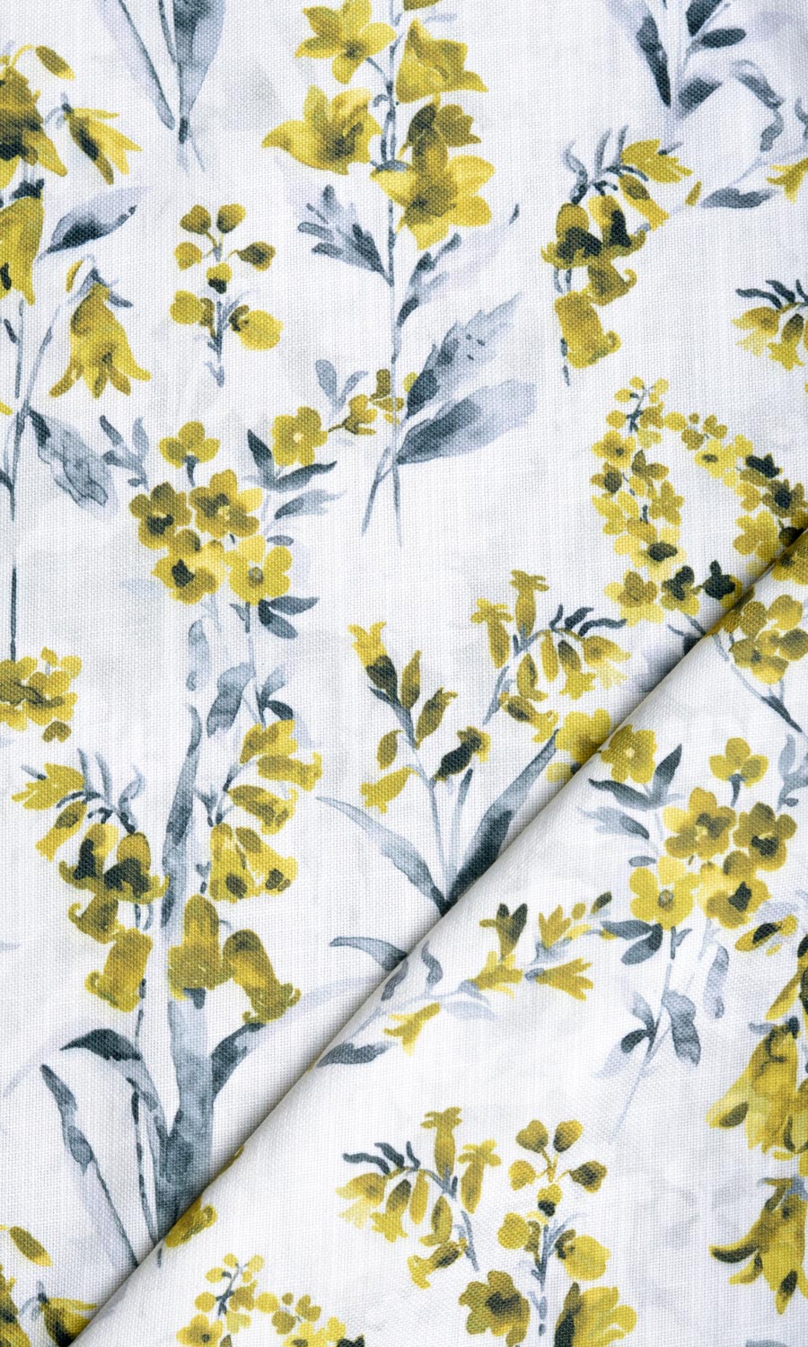 Floral Print Pinch Pleat, Rod Pocket, Eyelet Curtains (Yellow/ Gray)