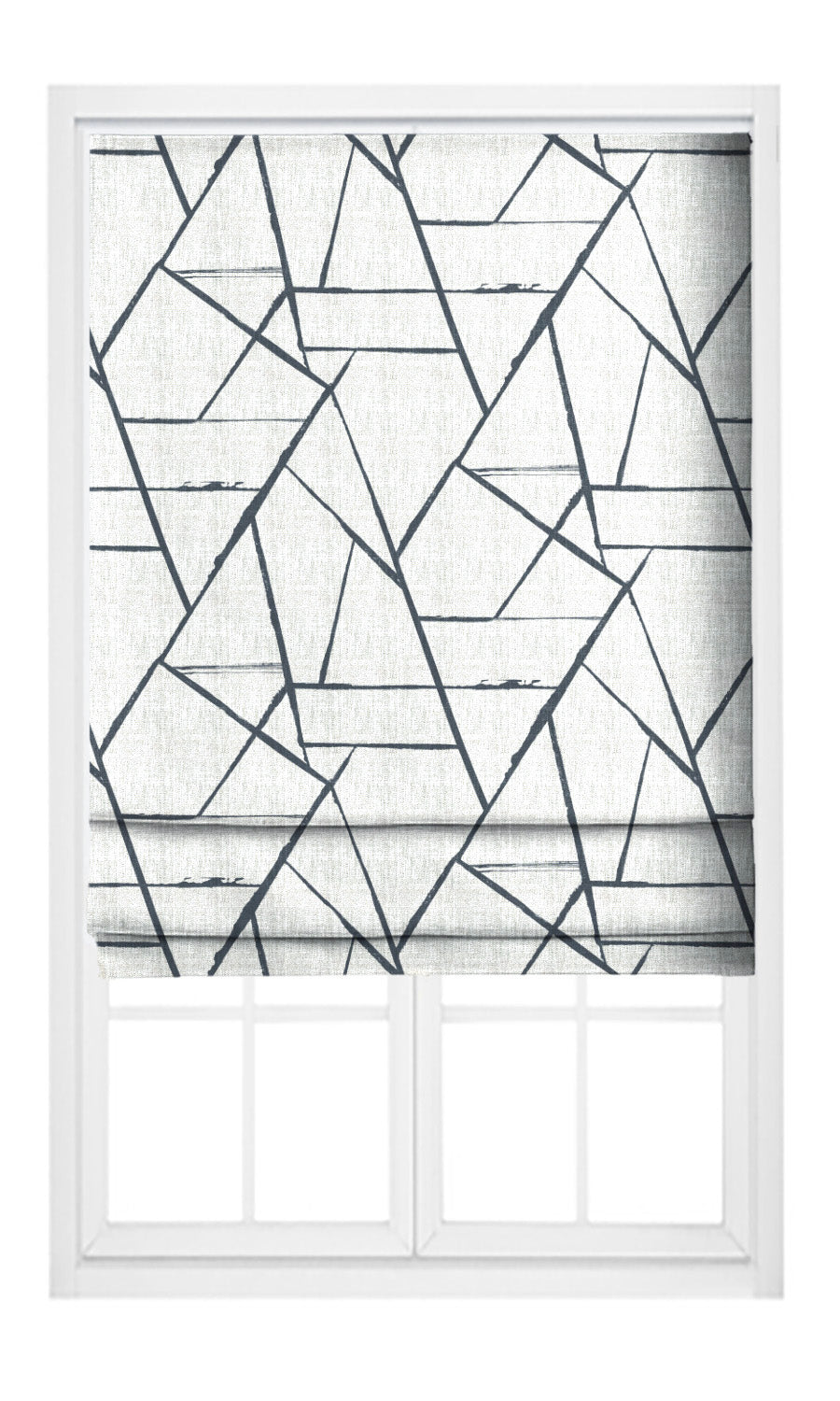 Abstract Print Pinch Pleat, Rod Pocket, Eyelet Curtains (Navy Blue/ White)