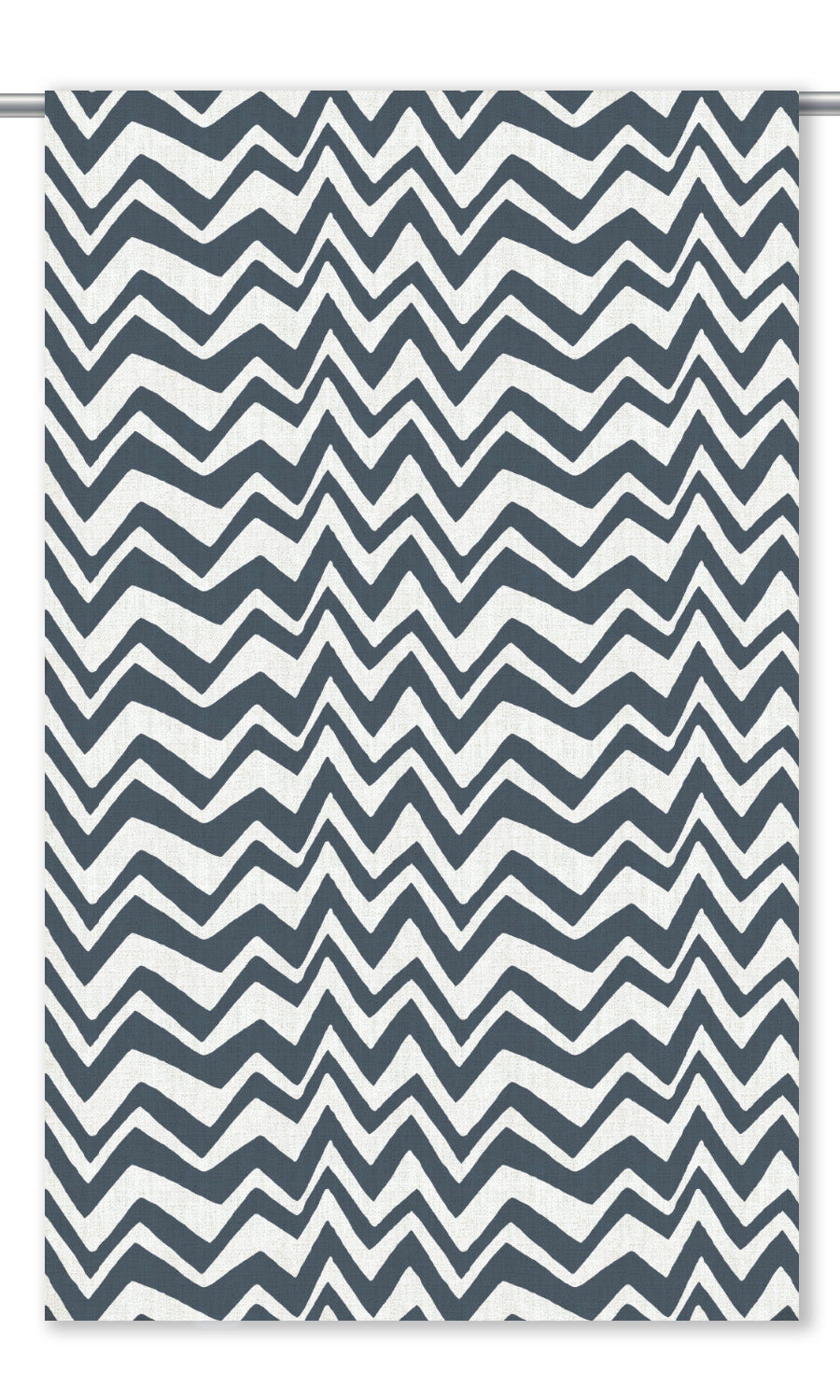 Chevron/ Zig Zag Print Window Curtains (Navy Blue/ White)