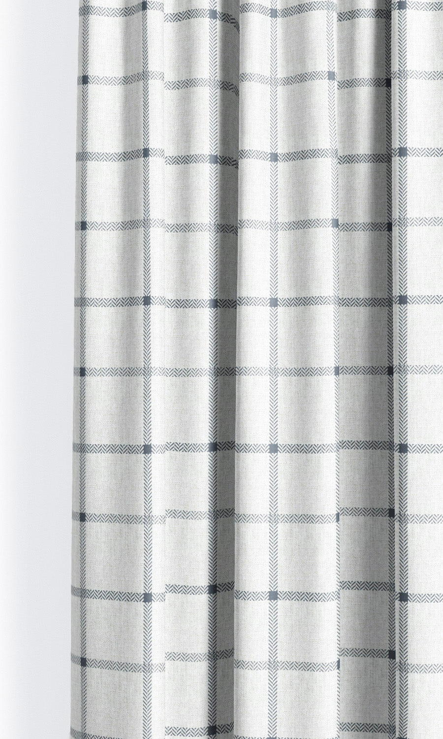 Tattersall Checkered Pinch Pleat, Rod Pocket, Eyelet Curtains (Navy Blue/ White)