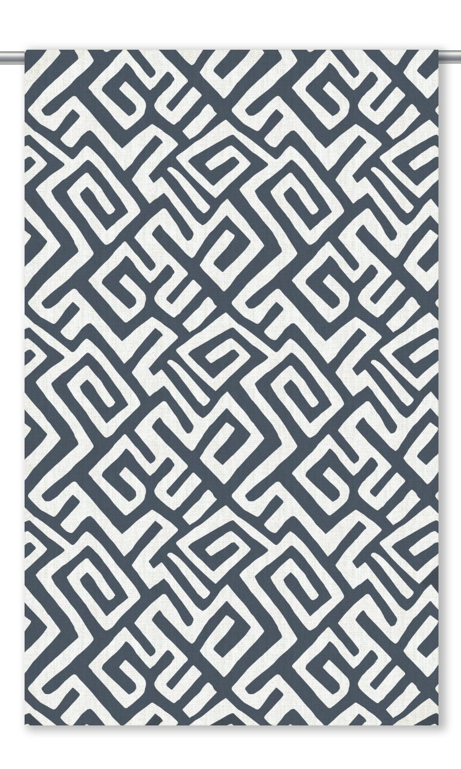 Greek Key Maze Drapes (Navy Blue/ White)