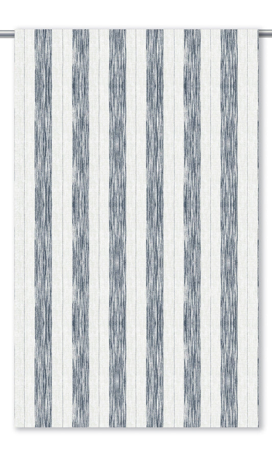 Faded-Effect Awning Stripes Window Curtains (Navy Blue/ White)