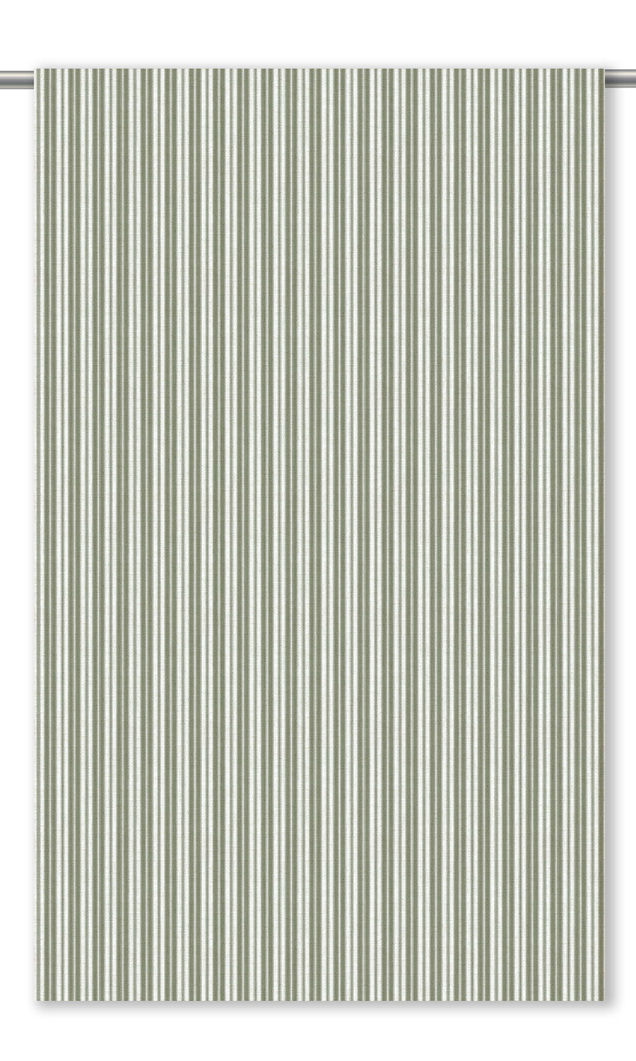 Ticking Stripe Drapes for Living, Bedroom, Kitchen, Bathroom (Moss Green/ White)