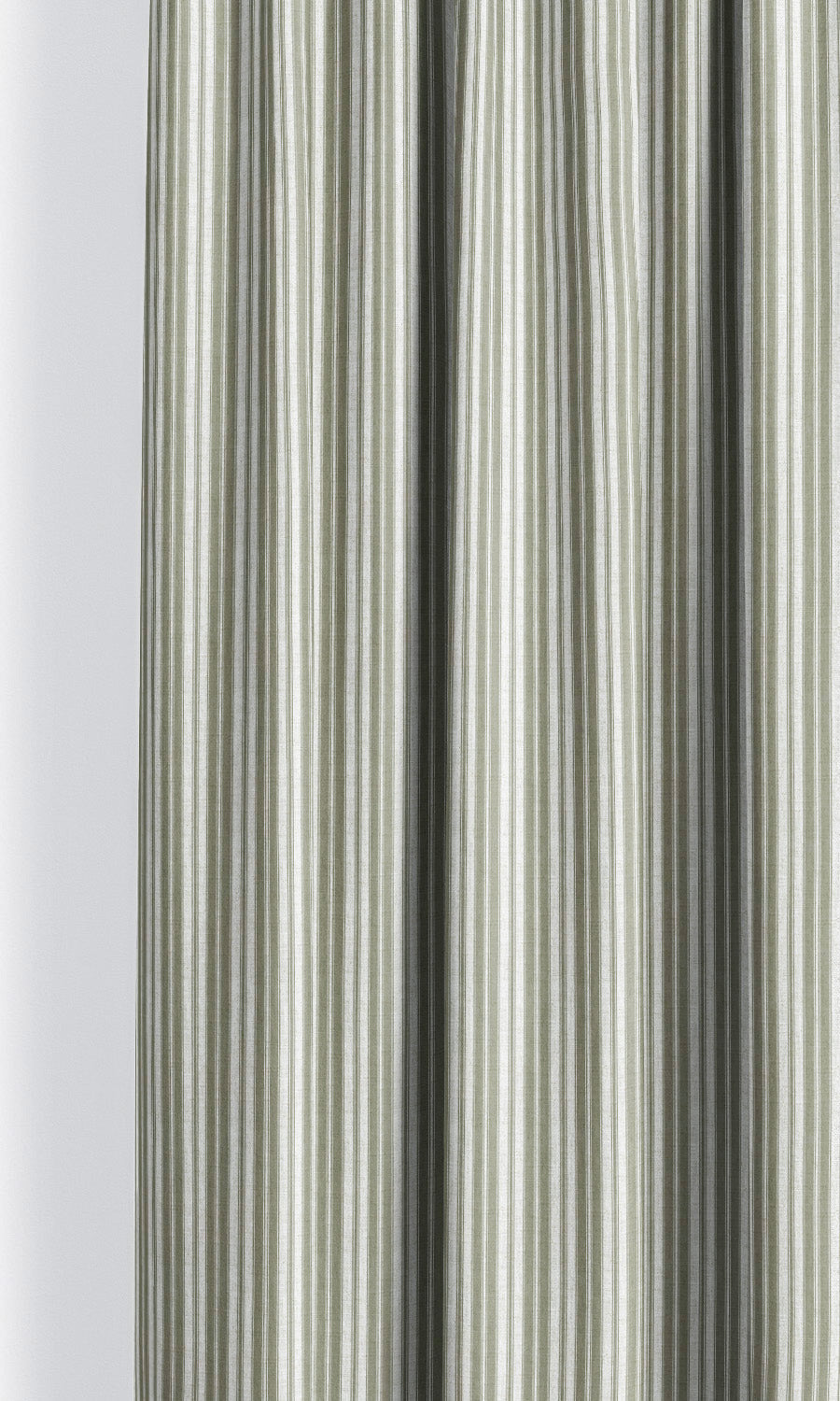 Ticking Stripe Pinch Pleat, Rod Pocket, Eyelet Curtains (Moss Green/ White)