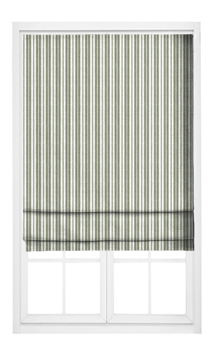 Ticking Stripe Drapes (Moss Green/ White) Extra Long Short Wide