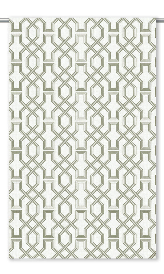 Trellis Patterned Curtain Panels (Moss Green/ White)