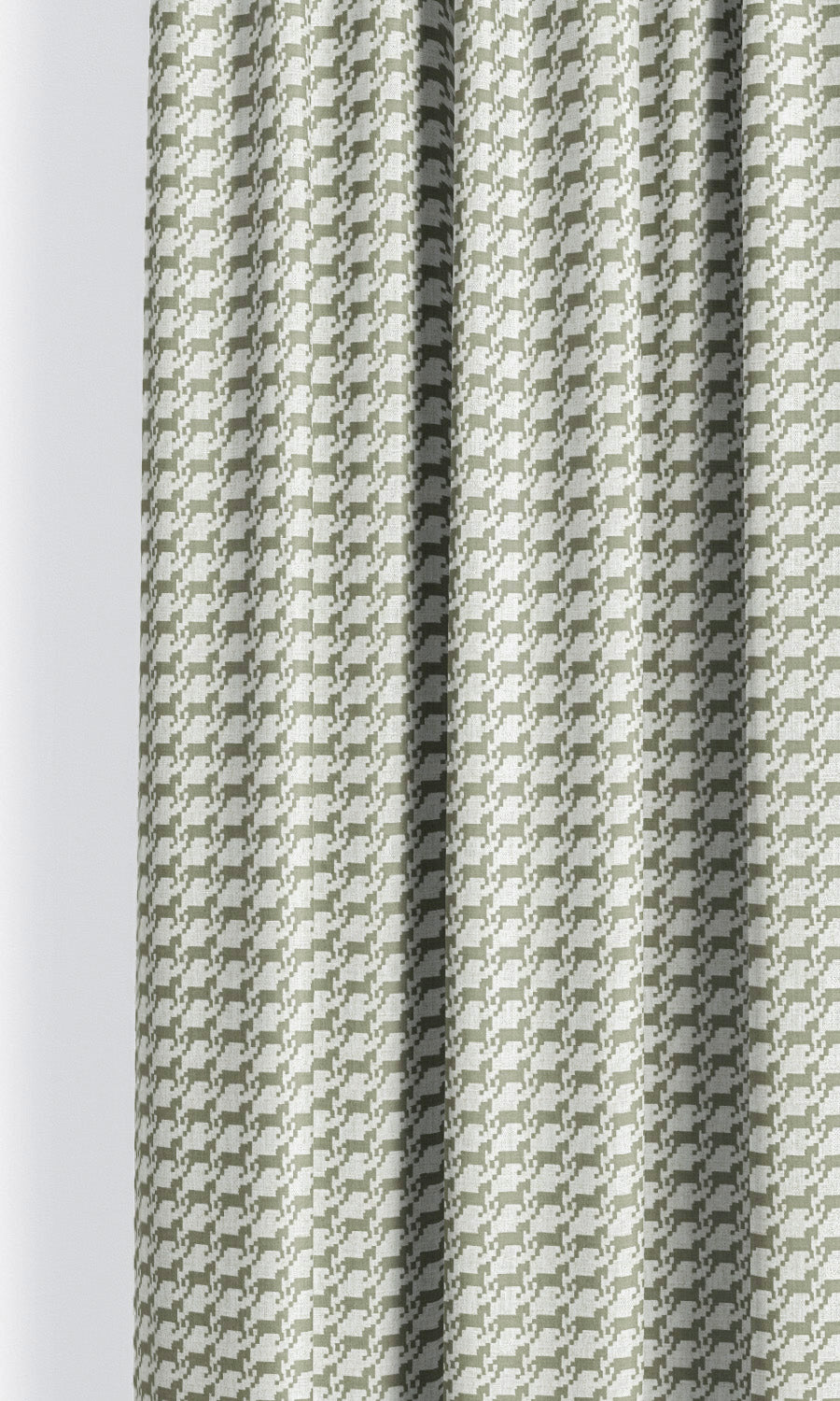 Equestrian Print Pinch Pleat, Rod Pocket, Eyelet Curtains (Moss Green/ White)