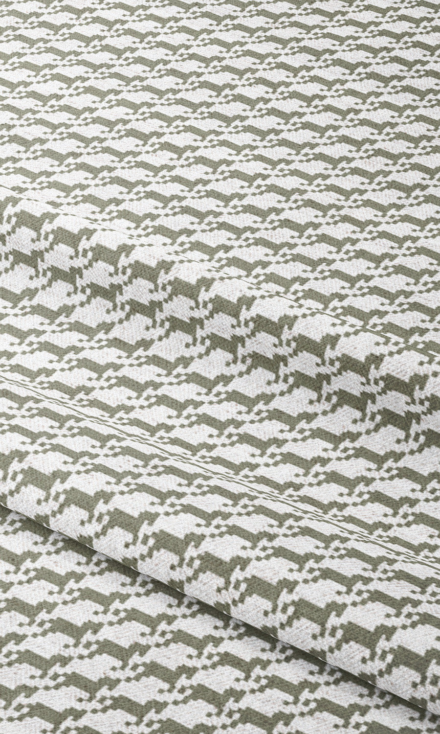 Equestrian Print Window Curtains (Moss Green/ White)
