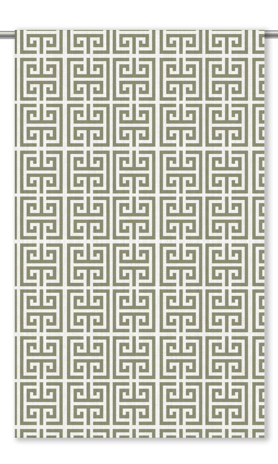 Greek Key Print Roman Shades (Moss Green/ White)