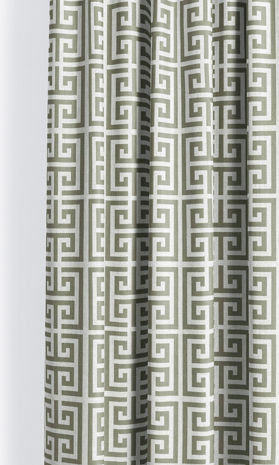 Greek Key Print Roman Shades (Moss Green/ White) for Living, Bedroom, Kitchen, Bathroom