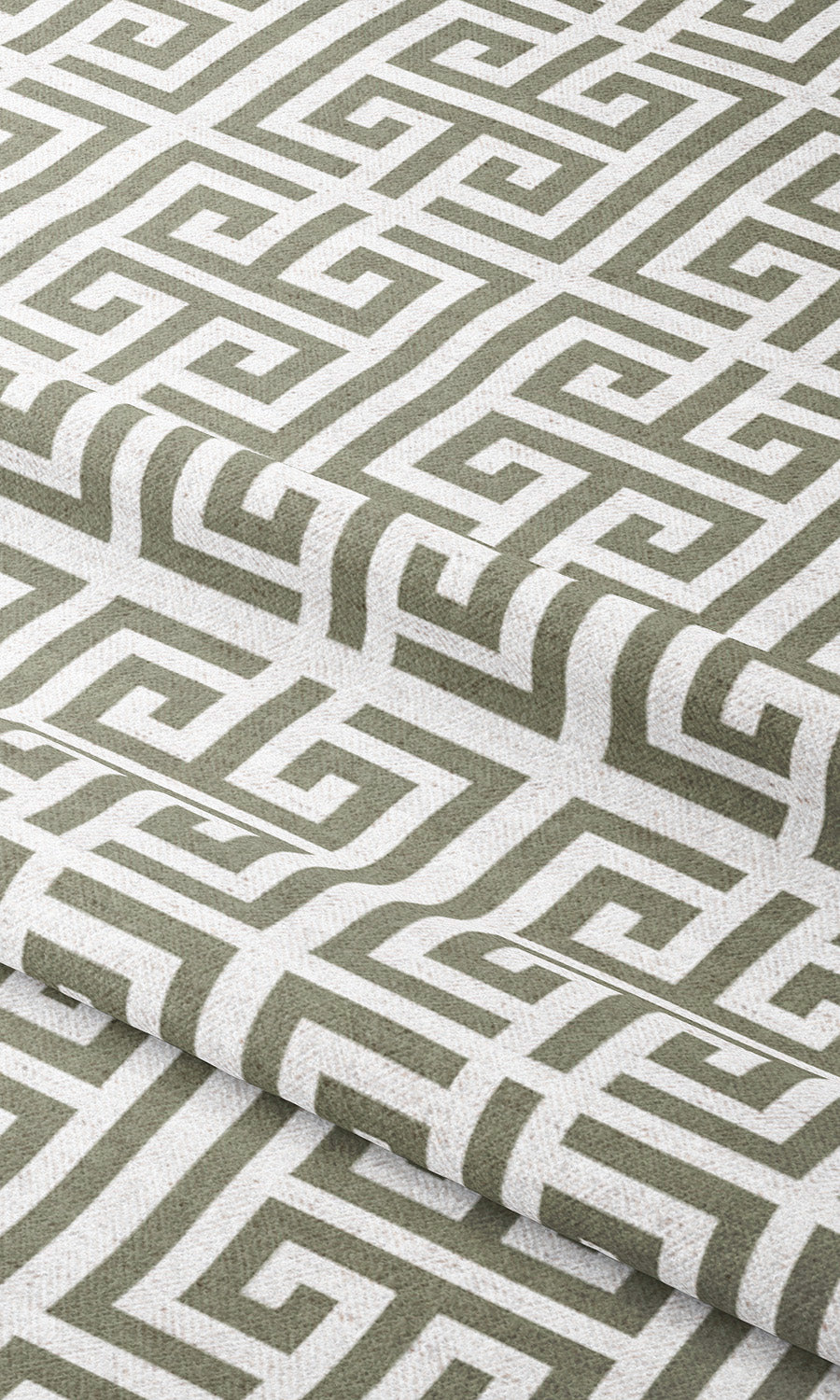 Greek Key Print Roman Shades (Moss Green/ White) Extra Long Short Wide