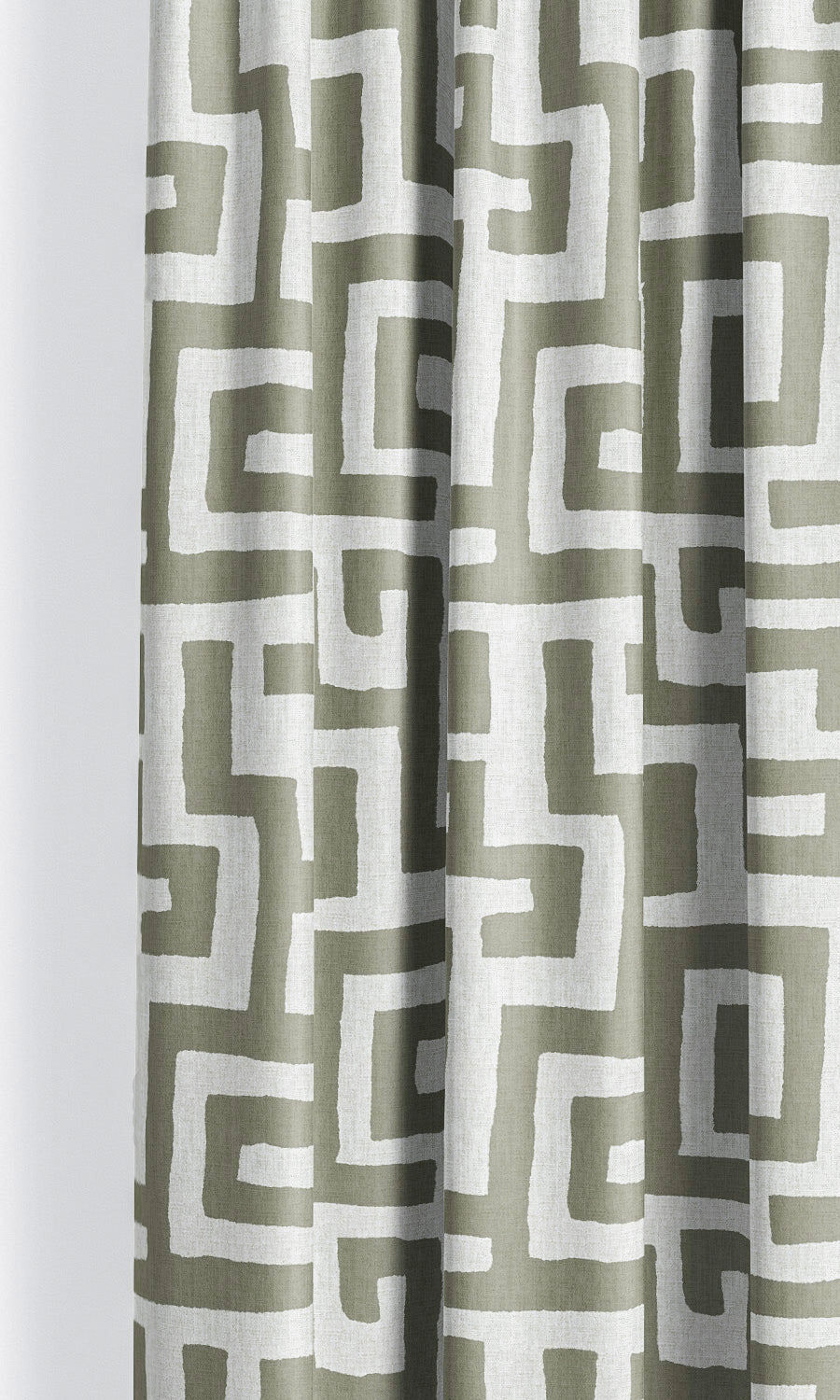 Greek Key Maze Shades (Moss Green/ White) for Living, Bedroom, Kitchen, Bathroom