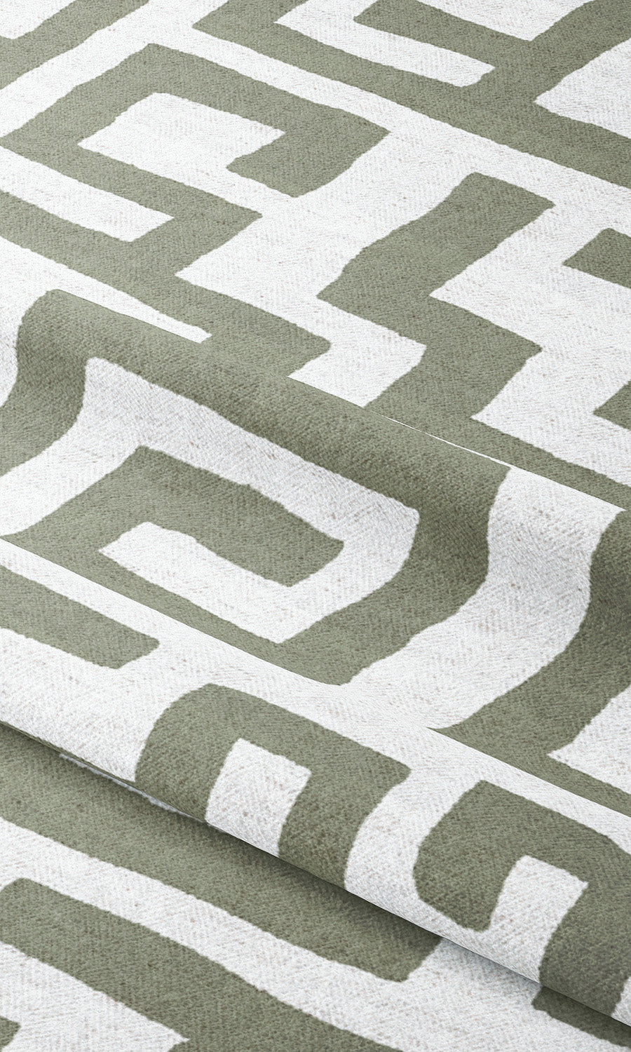 Greek Key Maze Shades (Moss Green/ White) Extra Long Short Wide