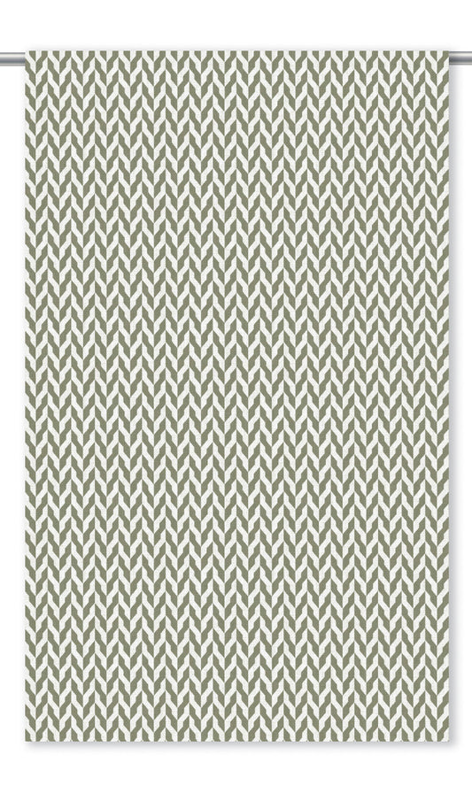 Modern Chevron Window Curtains (Moss Green/ White)