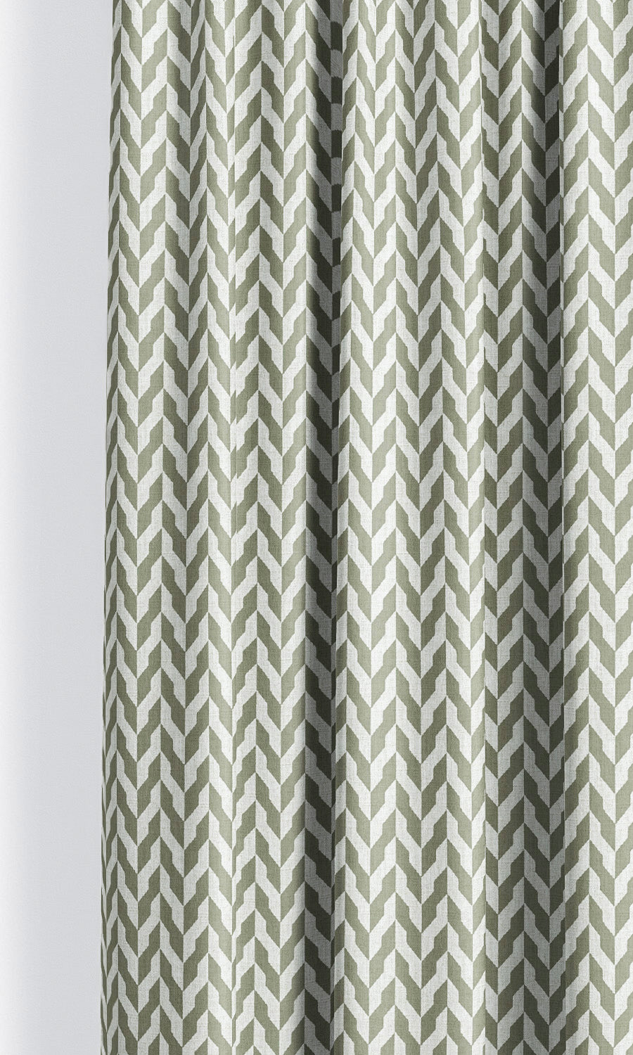 Modern Chevron Window Curtains for Living, Bedroom, Kitchen, Bathroom (Moss Green/ White)