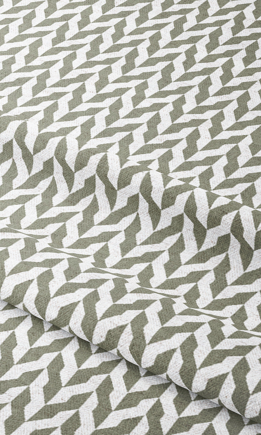 Modern Chevron Fabric Blinds (Moss Green/ White) Extra Long Short Wide