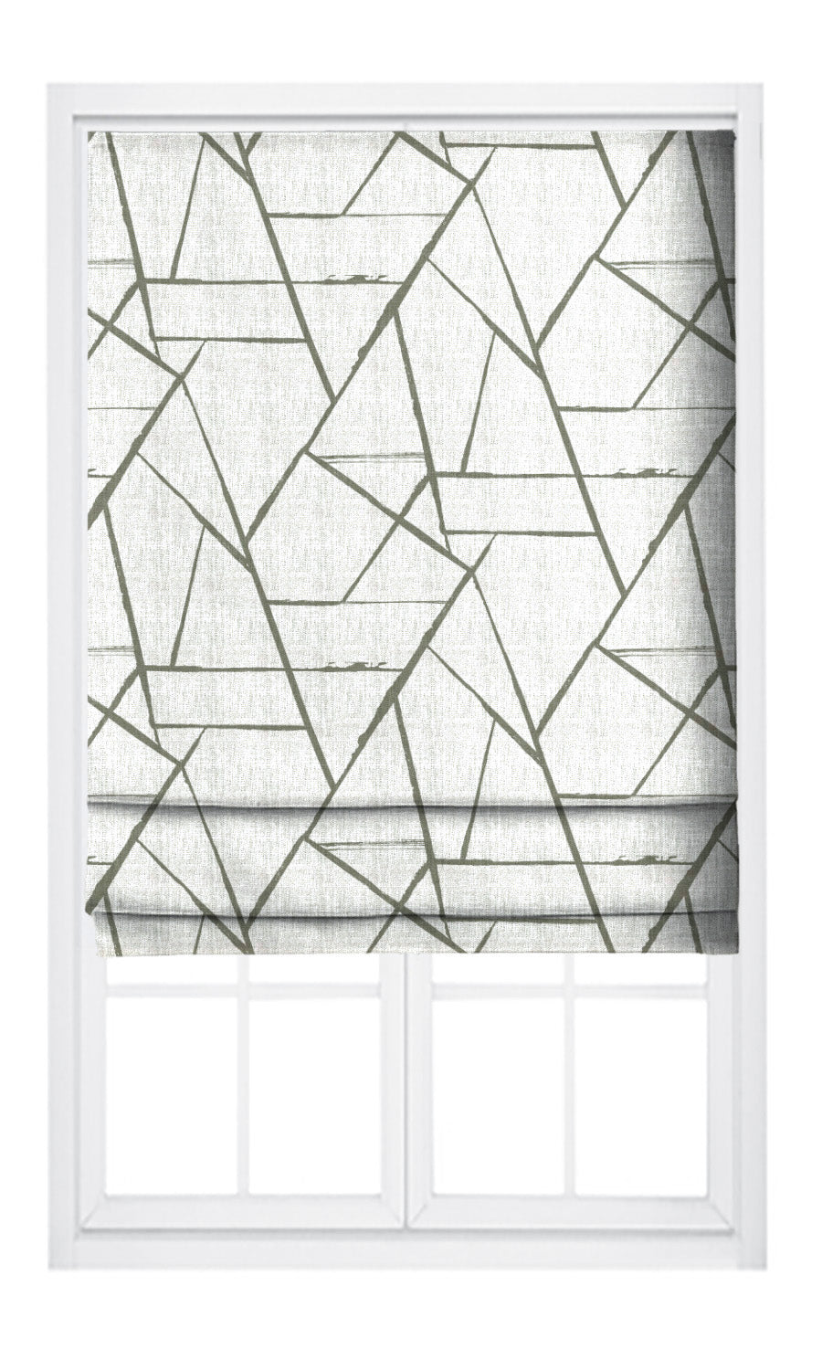 Abstract Print Pinch Pleat, Rod Pocket, Eyelet Curtains (Moss Green/ White)