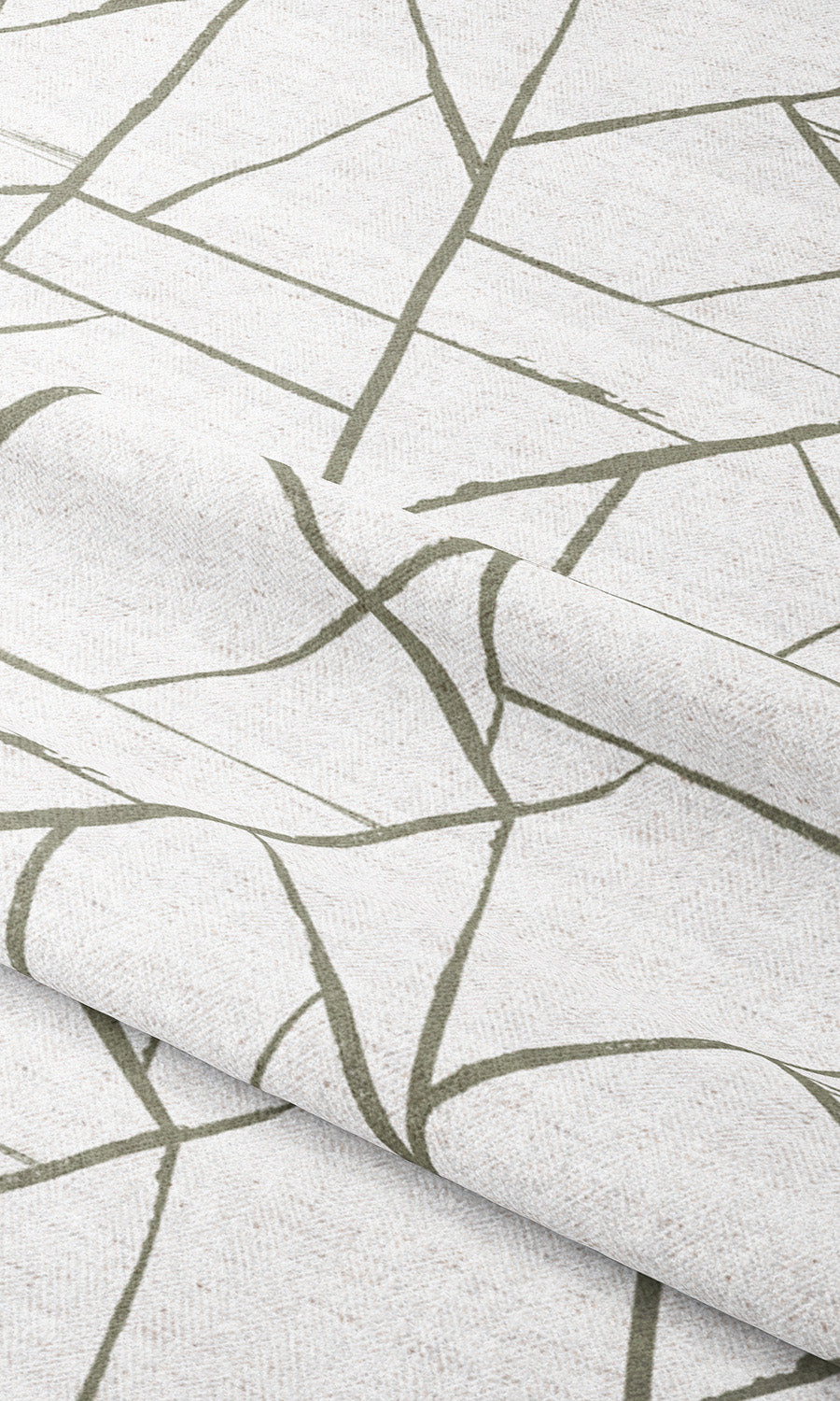 Abstract Print Drapery (Moss Green/ White) Extra Long Short Wide