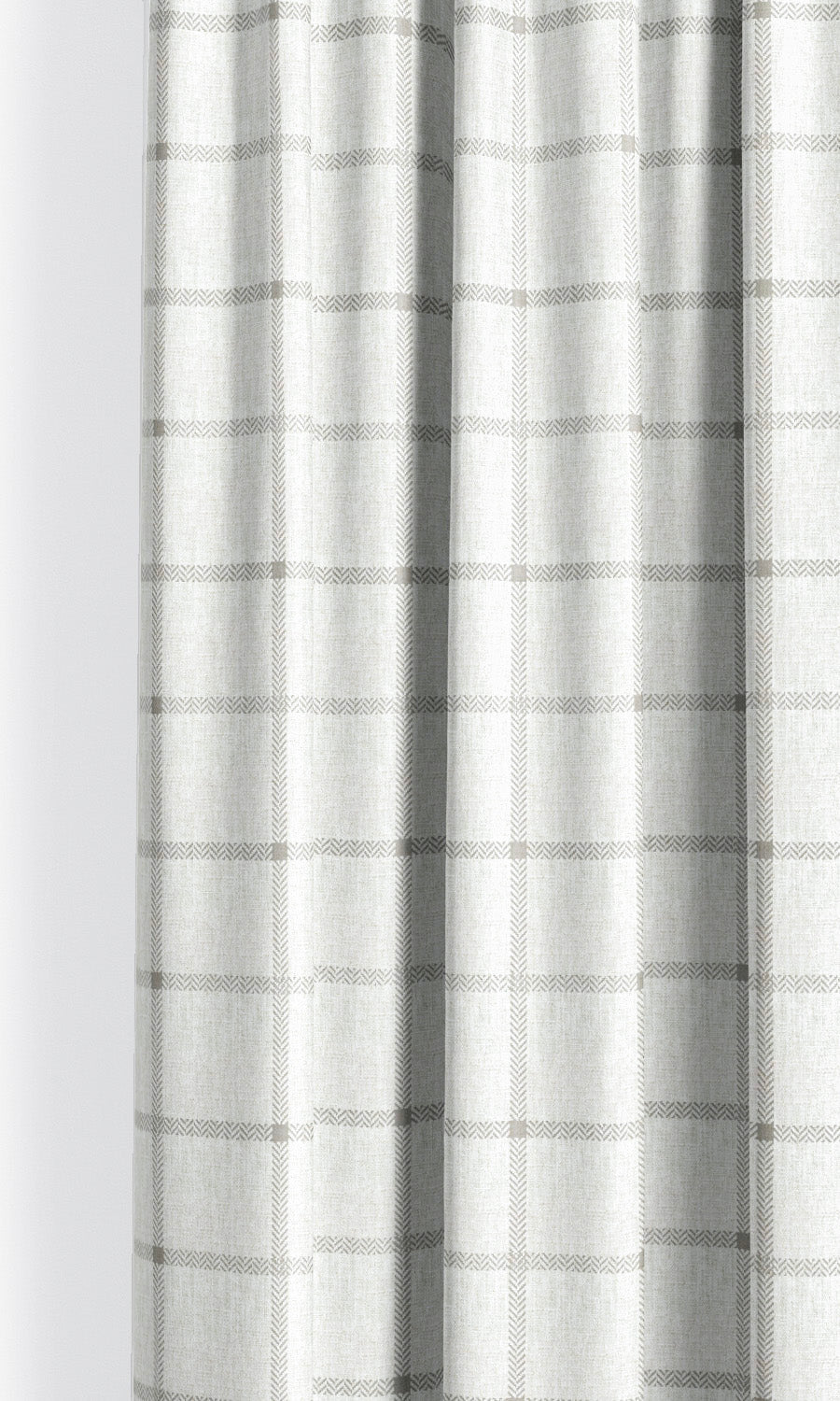 Tattersall Checkered Pinch Pleat, Rod Pocket, Eyelet Curtains (Dove Gray/ White)