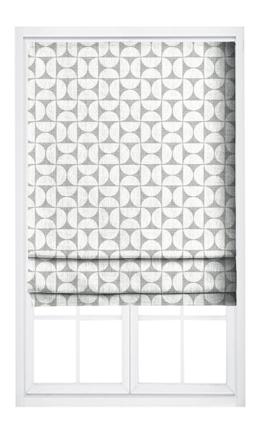 Geometric Print Flat, Plain, Fake, Faux, European Relaxed Roman Shades (Dove Gray/ White)