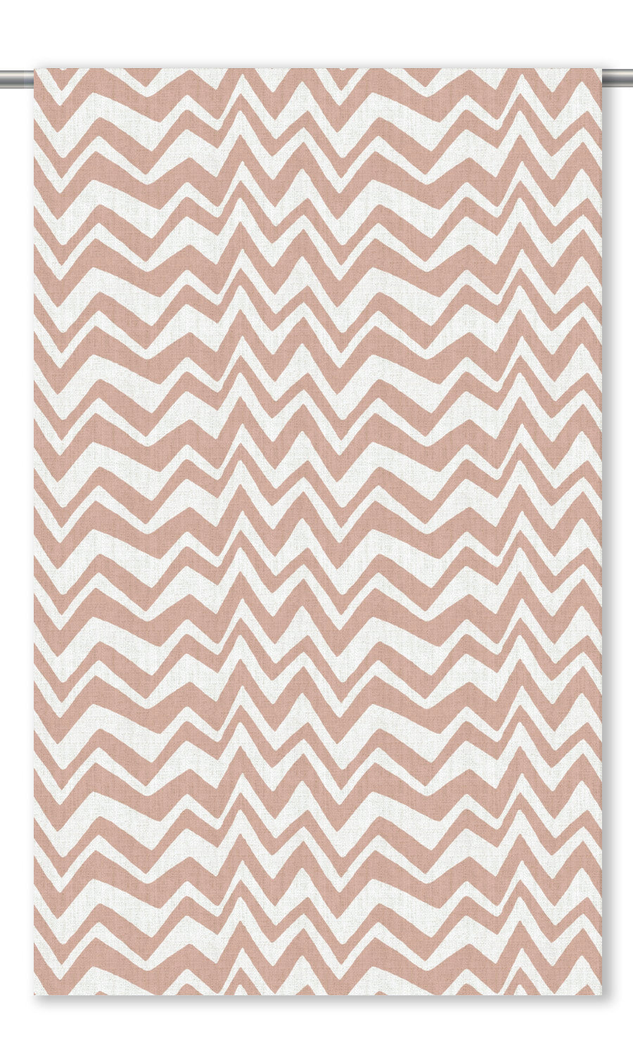 Chevron/ Zig Zag Print Window Curtains (Blush Pink/ White)
