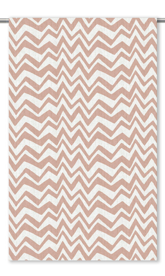 Chevron/ Zig Zag Print Window Curtains (Blush Pink/ White)