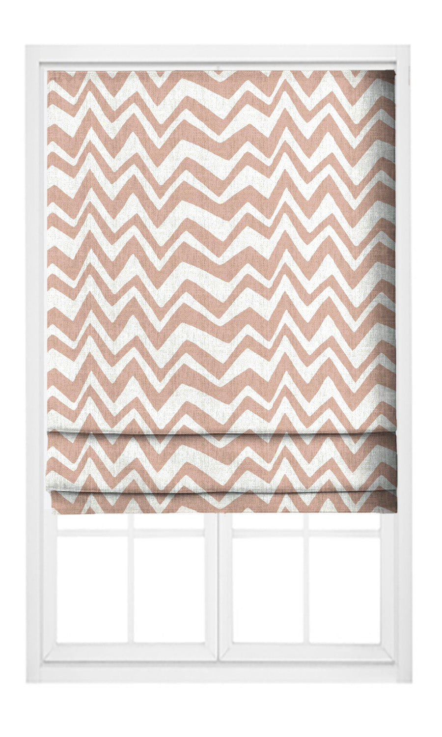Chevron/ Zig Zag Print Pinch Pleat, Rod Pocket, Eyelet Curtains (Blush Pink/ White)