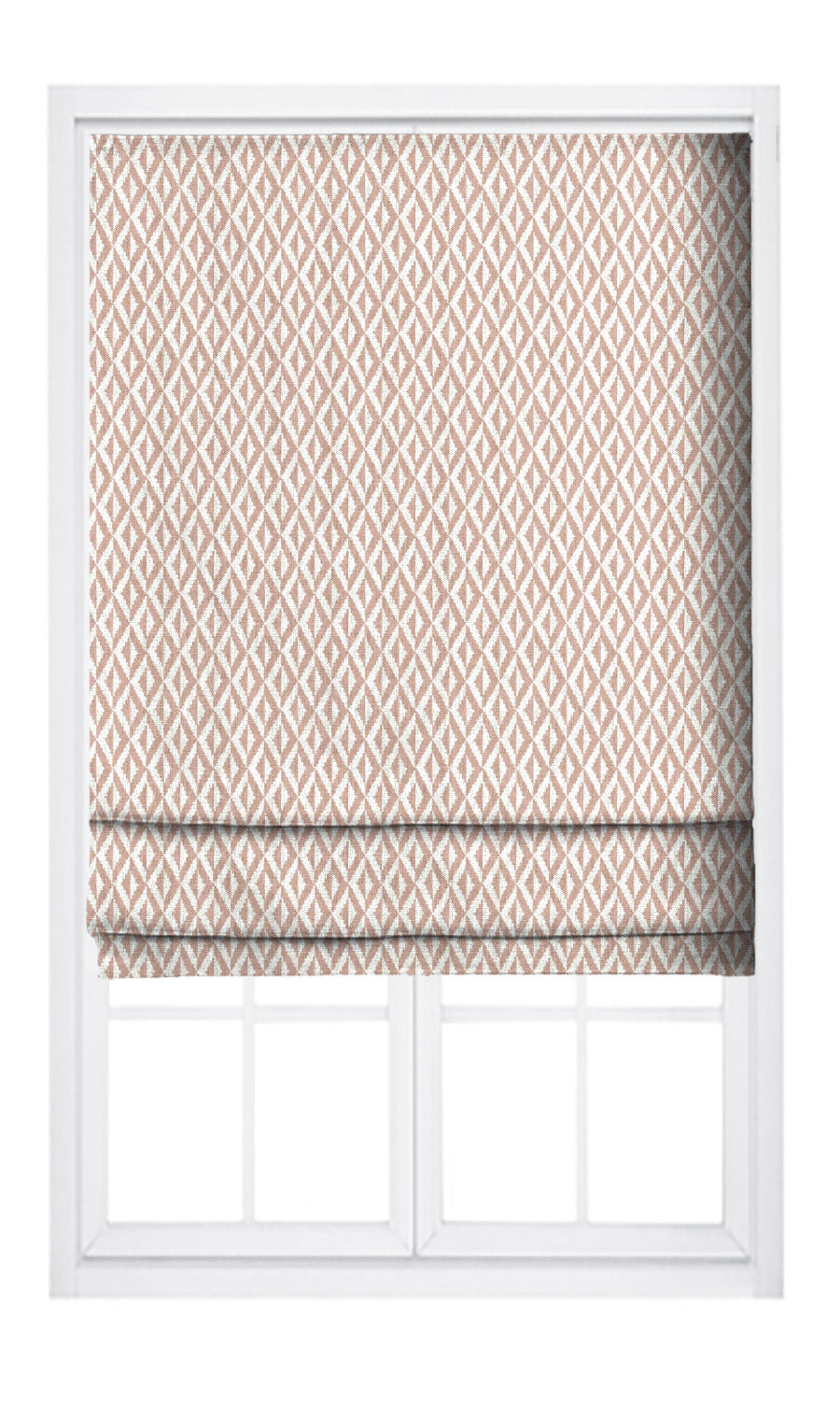 Diamond Check Flat, Plain, Fake, Faux, European Relaxed Roman Shades (Blush Pink/ White)