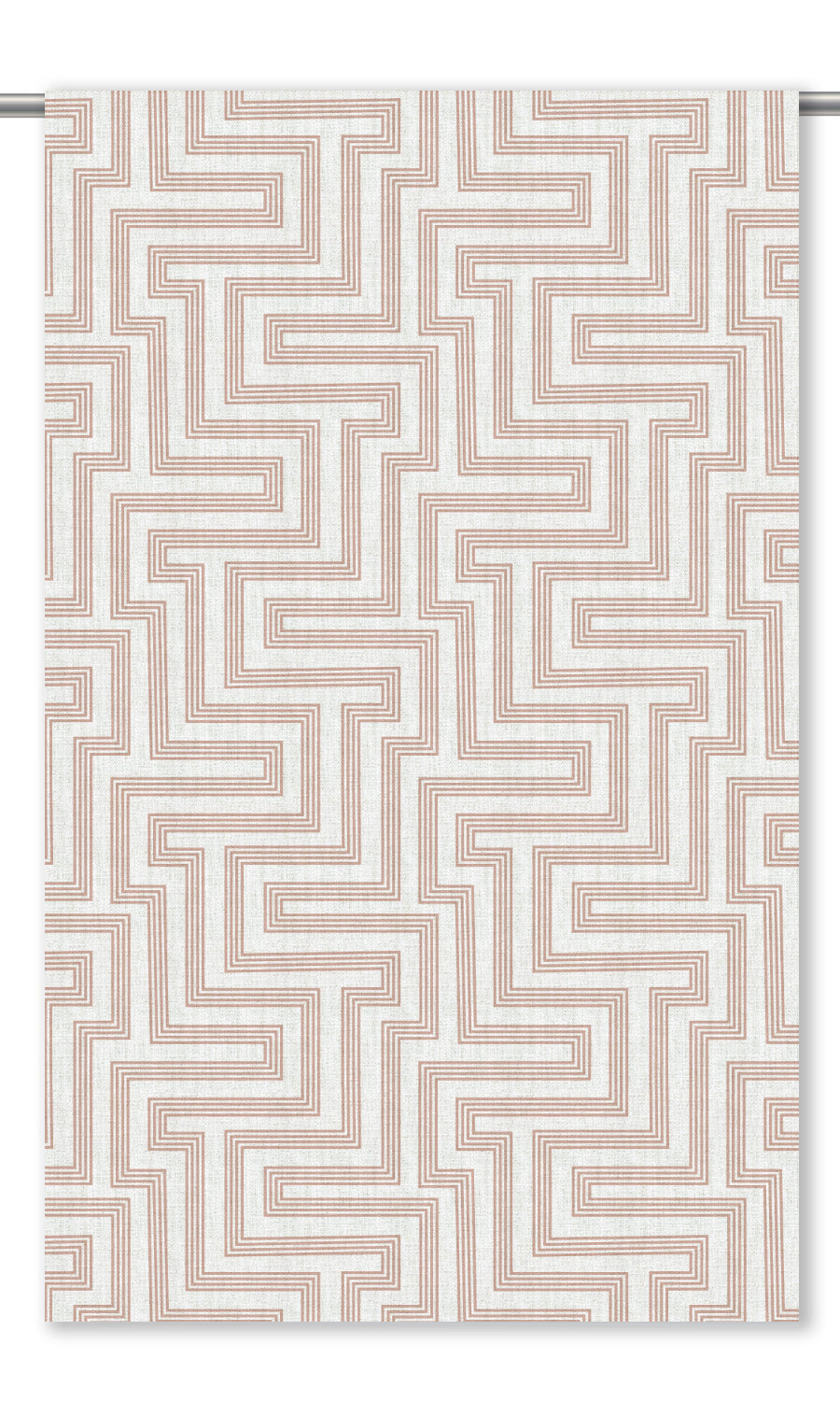 Greek Key Maze Curtain Panels (Blush Pink/ White)