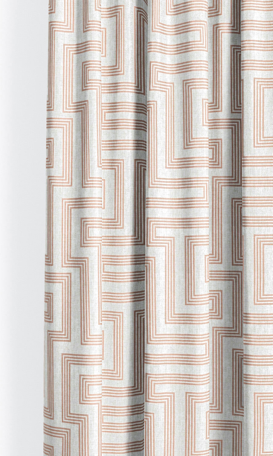 Greek Key Maze Curtain Panels for Living, Bedroom, Kitchen, Bathroom (Blush Pink/ White)