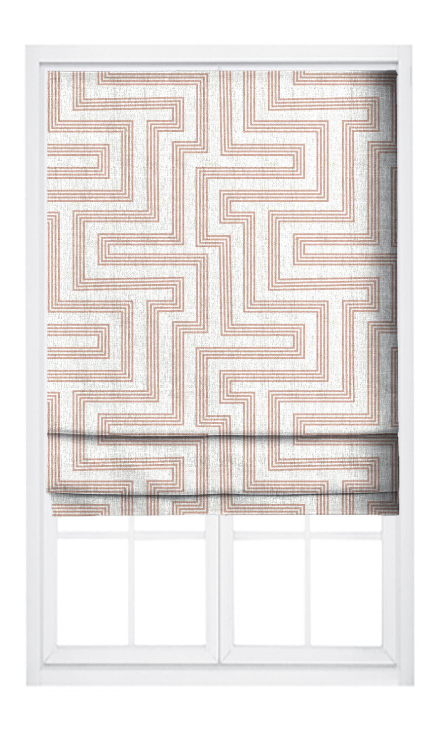 Greek Key Maze Pinch Pleat, Rod Pocket, Eyelet Curtains (Blush Pink/ White)
