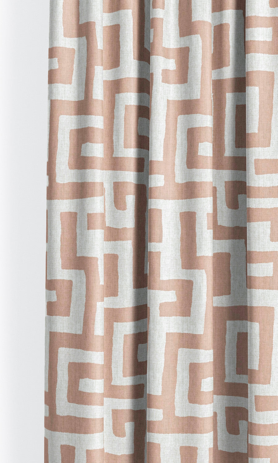 Greek Key Maze Window Curtains for Living, Bedroom, Kitchen, Bathroom (Blush Pink/ White)