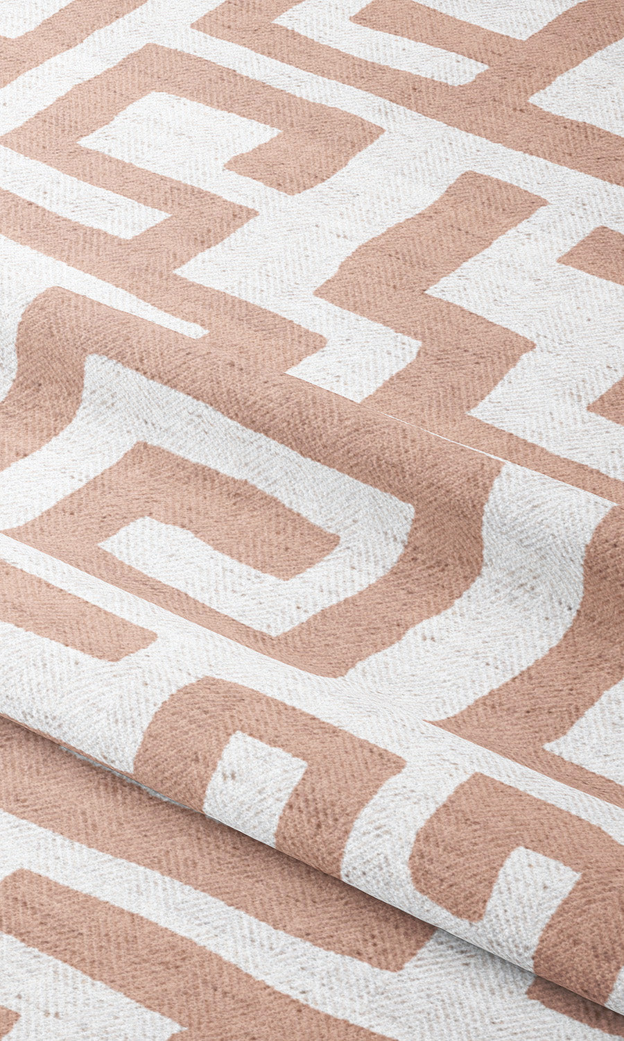 Greek Key Maze Window Curtains (Blush Pink/ White) Extra Long Short Wide