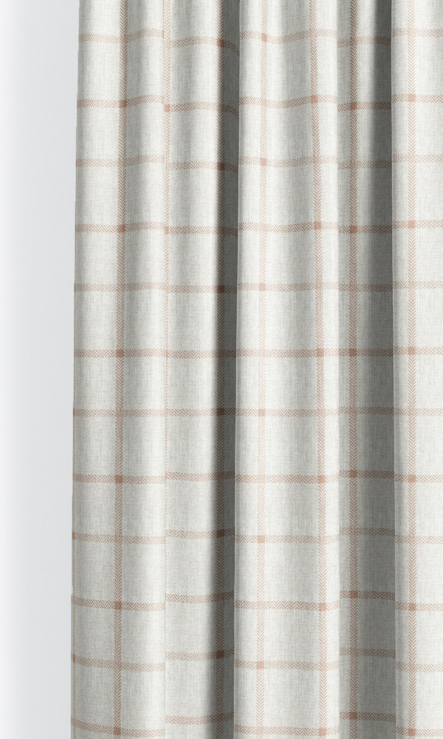 Tattersall Checkered Pinch Pleat, Rod Pocket, Eyelet Curtains (Blush Pink/ White)