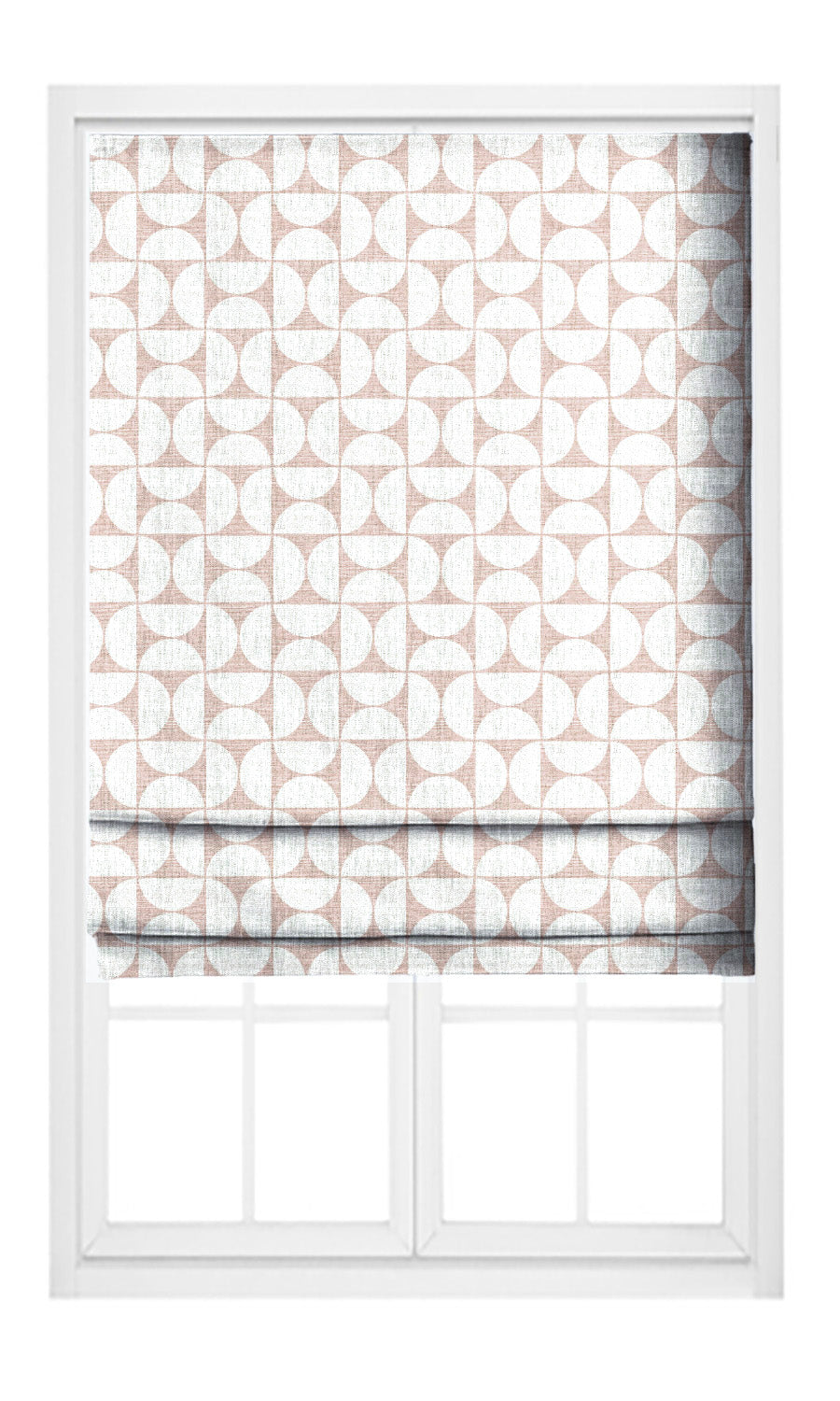 Geometric Print Flat, Plain, Fake, Faux, European Relaxed Roman Shades (Blush Pink/ White)