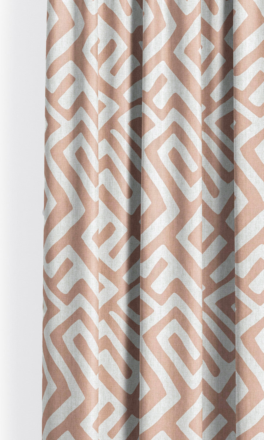 Greek Key Maze Drapes for Living, Bedroom, Kitchen, Bathroom (Blush Pink/ White)