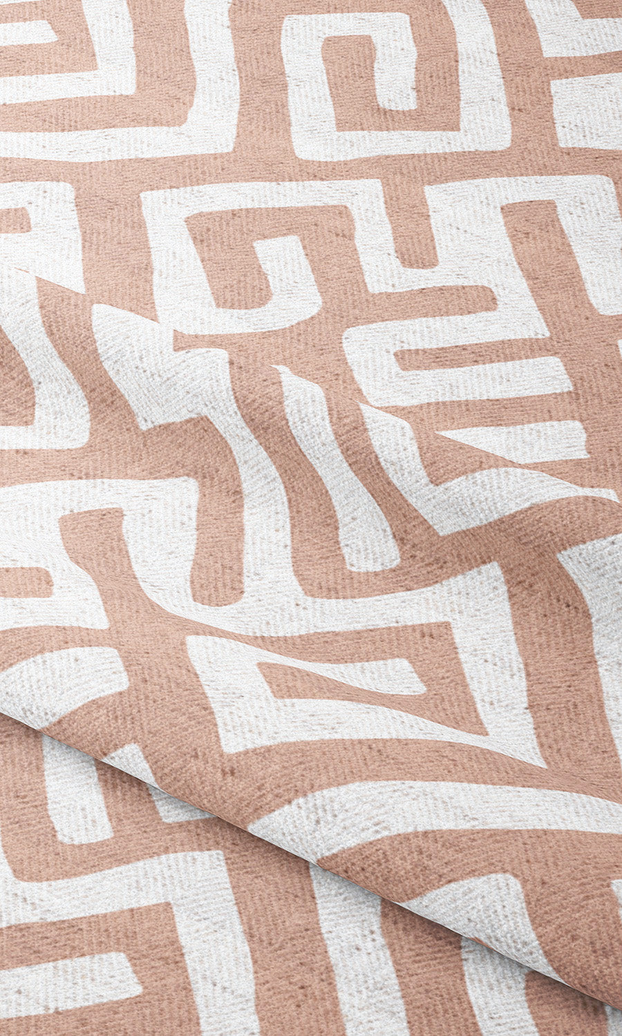 Greek Key Maze Drapes (Blush Pink/ White) Extra Long Short Wide