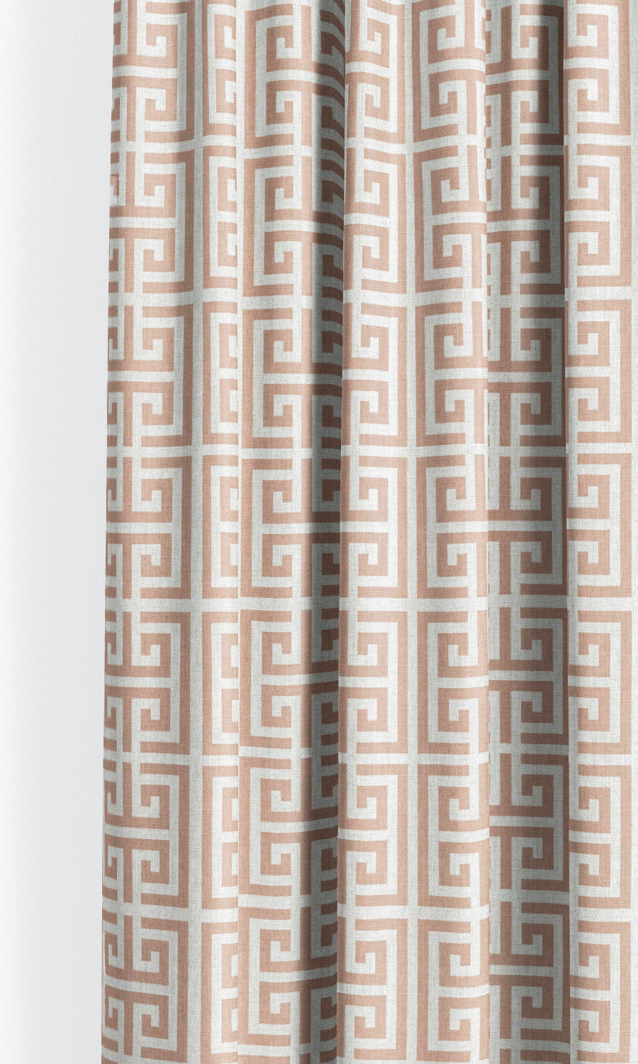 Greek Key Print Curtain Panels for Living, Bedroom, Kitchen, Bathroom (Blush Pink/ White)