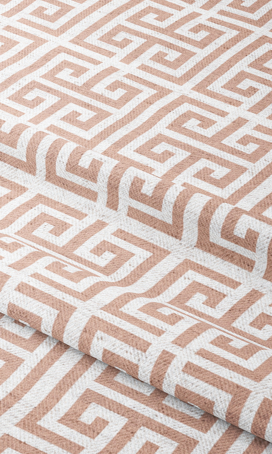 Greek Key Print Curtain Panels (Blush Pink/ White) Extra Long Short Wide