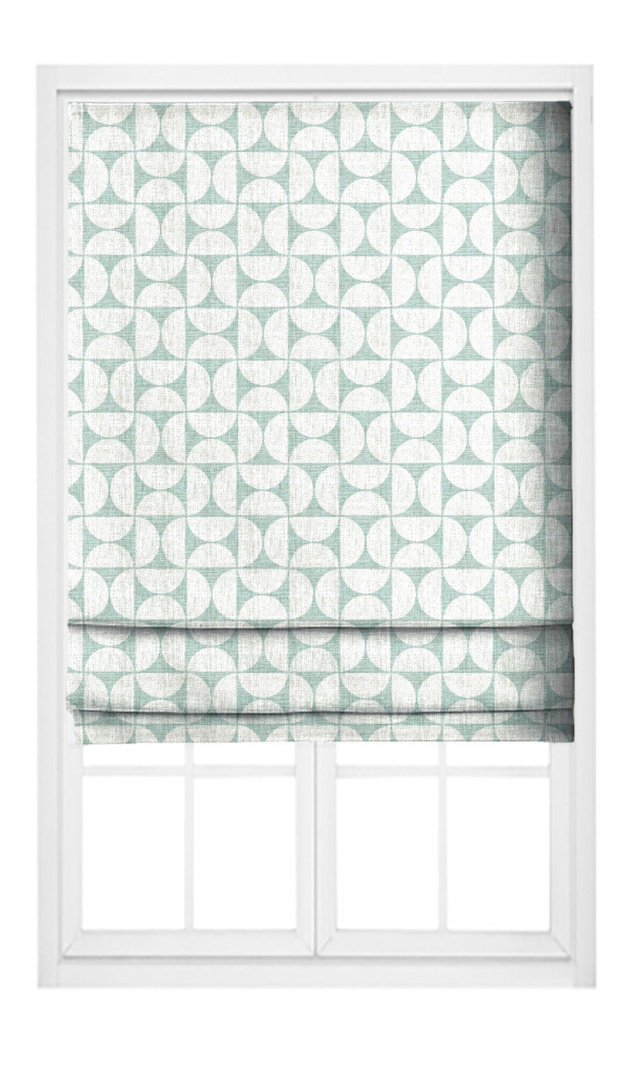 Geometric Print Pinch Pleat, Rod Pocket, Eyelet Curtains (Soft Aqua Blue/ White)