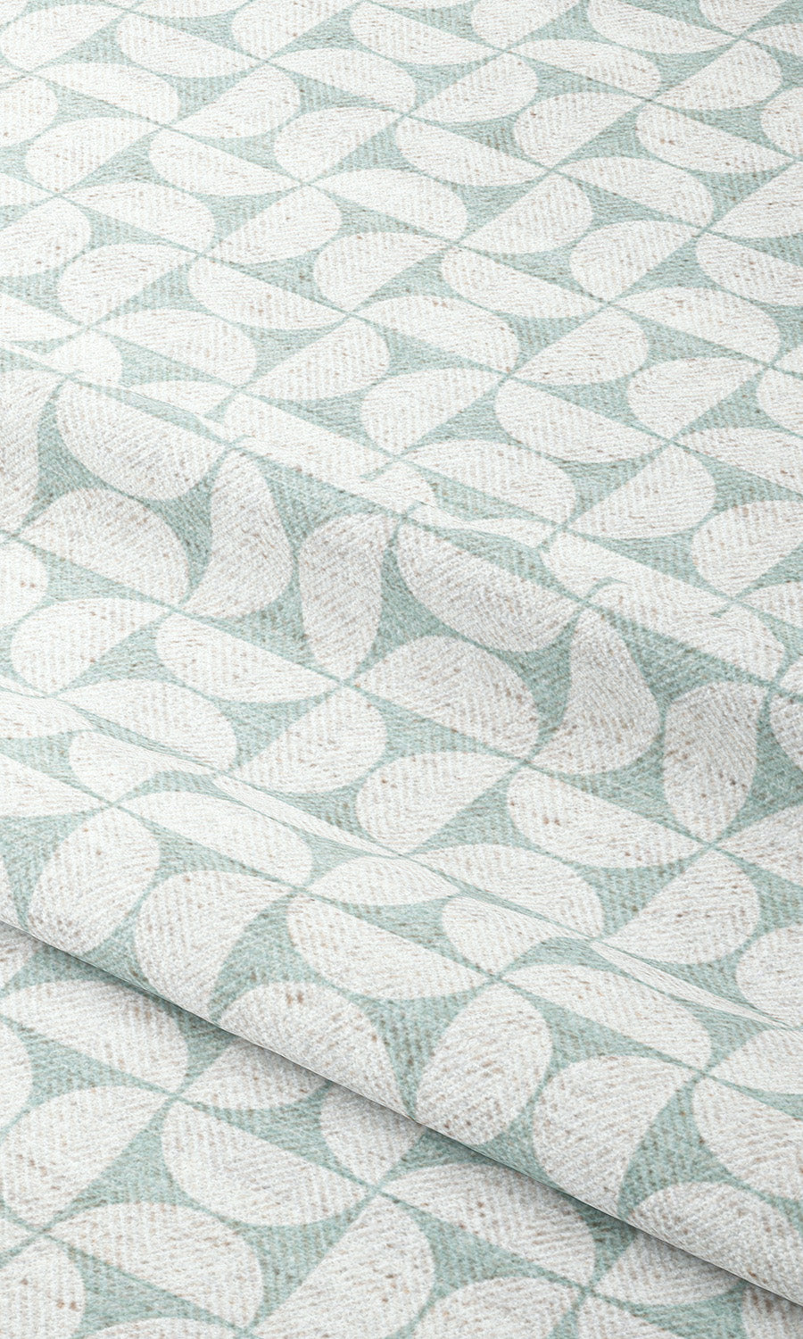 Geometric Print Fabric Blinds (Soft Aqua Blue/ White) Extra Long Short Wide