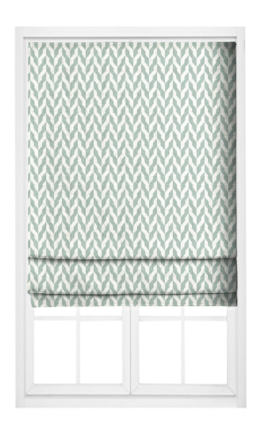 Modern Chevron Pinch Pleat, Rod Pocket, Eyelet Curtains (Soft Aqua Blue/ White)