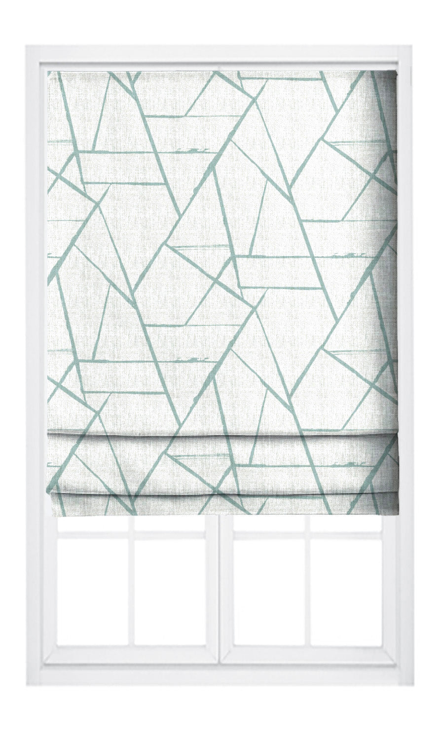 Abstract Print Flat, Plain, Fake, Faux, European Relaxed Roman Shades (Soft Aqua Blue/ White)