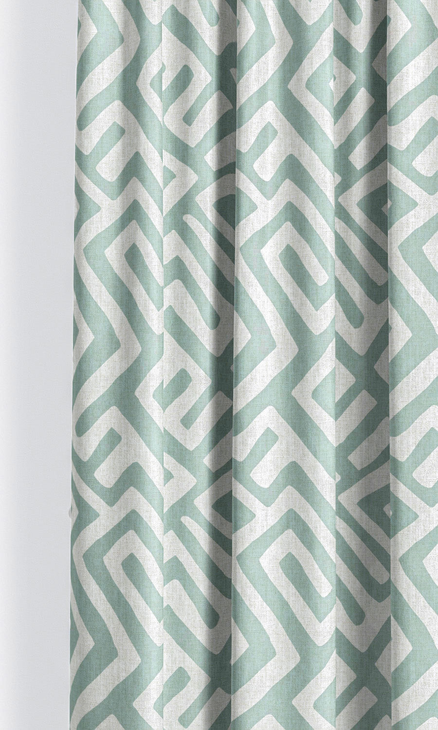 Greek Key Maze Window Curtains for Living, Bedroom, Kitchen, Bathroom (Soft Aqua Blue/ White)