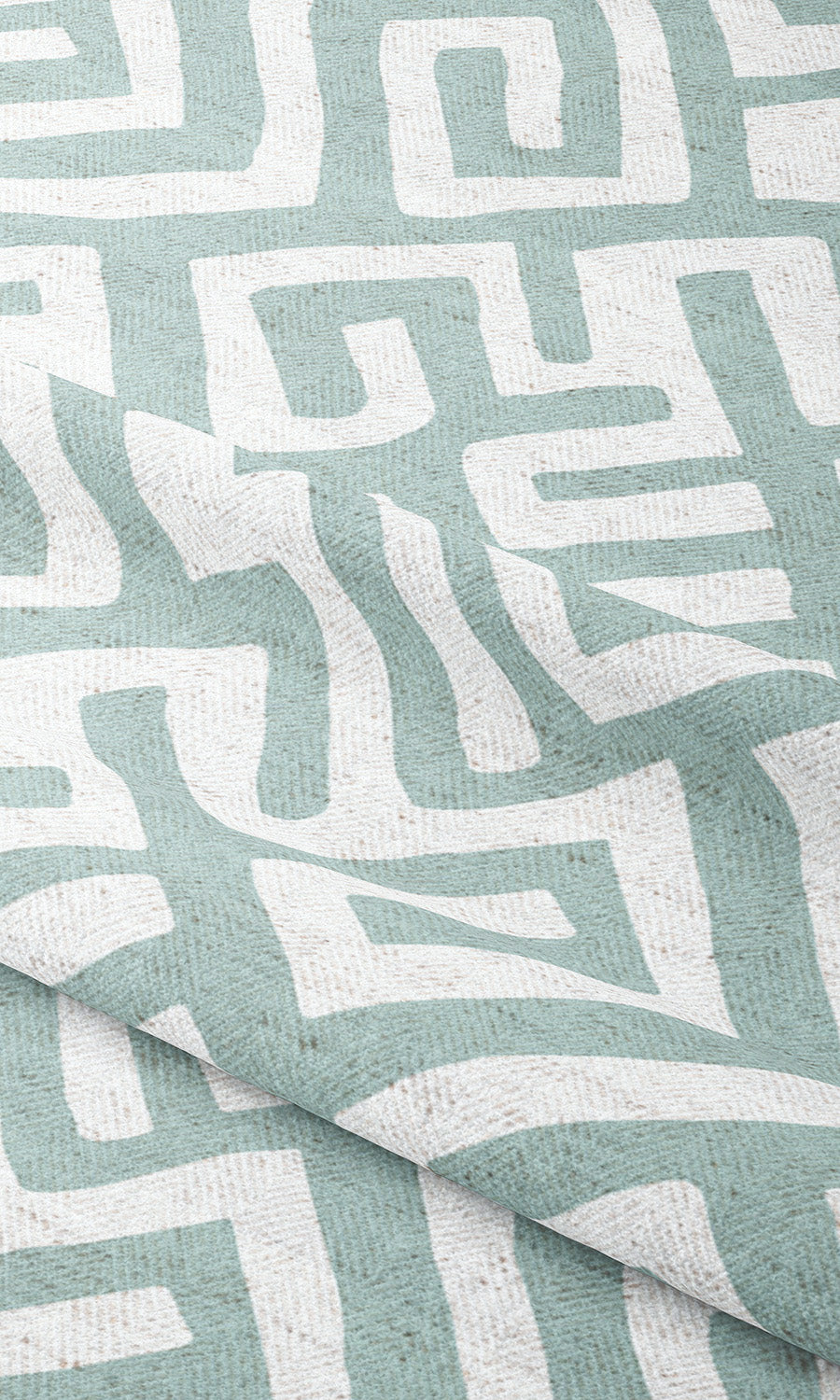 Greek Key Maze Window Curtains (Soft Aqua Blue/ White) Extra Long Short Wide