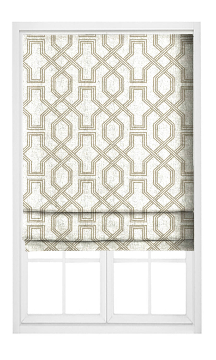 Trellis Patterned Pinch Pleat, Rod Pocket, Eyelet Curtains (Beige/ White)